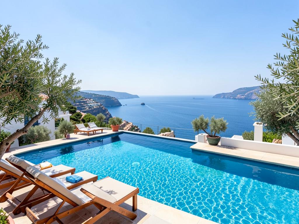 Seafront villa with pool above Sarandë bay