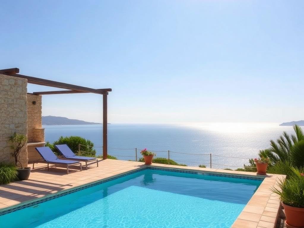 Seafront villa with pool above Sarandë bay